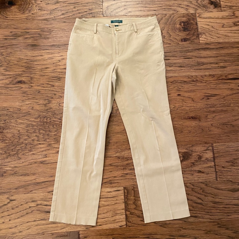 Lauren Ralph Lauren Petite Tan Khaki Straight Leg Dress Pants 8P